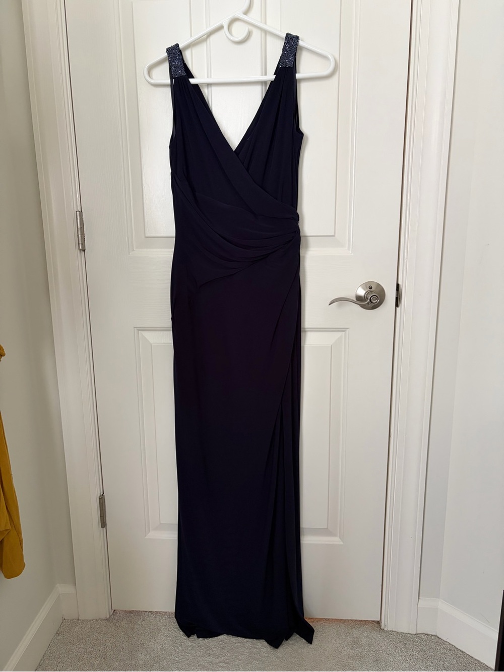 Ralph Lauren Navy Sleeveless Beaded-Strap Maxi Dress